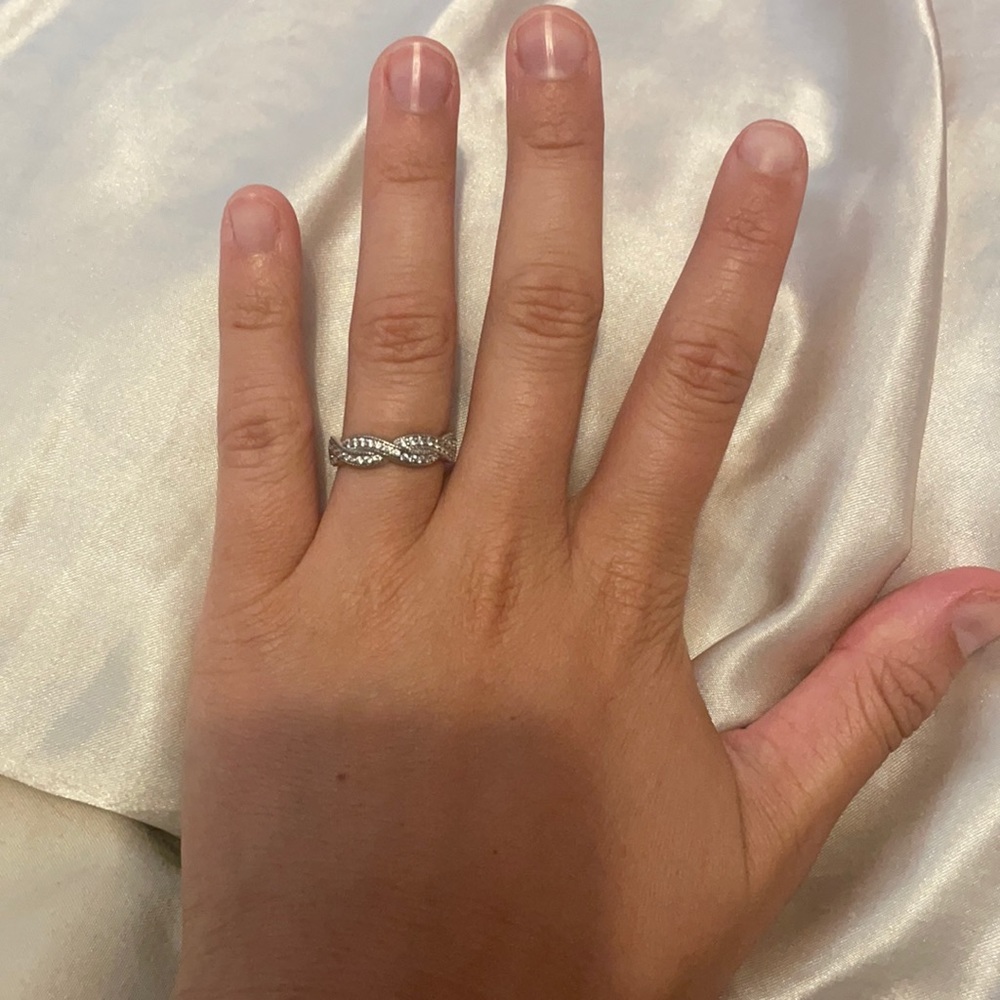 Sterling silver diamond ring